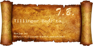 Tillinger Beáta névjegykártya